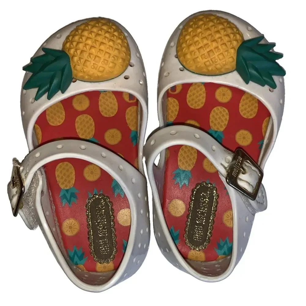 Mini Melissa Furadinha VII Pineapple Mary Jane Jelly Shoes Toddler 5 White